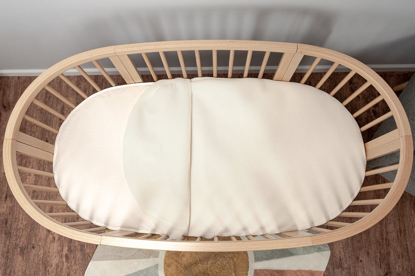 Naturepedic Organic Cotton Oval Crib Mattress with Breathable Cover for Stokke Sleepi V3 - MK46V3