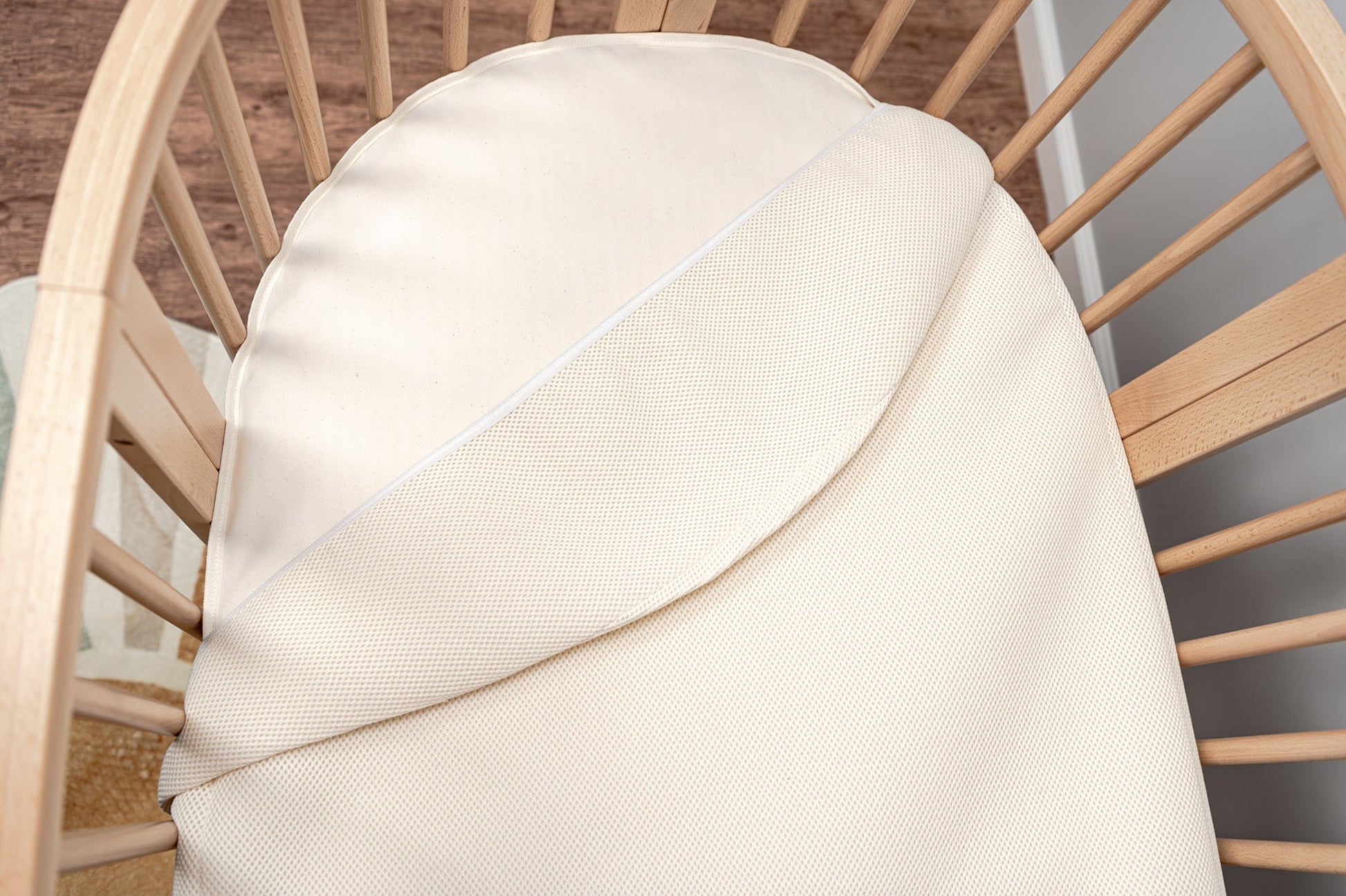 Naturepedic Organic Cotton Oval Crib Mattress with Breathable Cover for Stokke Sleepi V3 - MK46V3