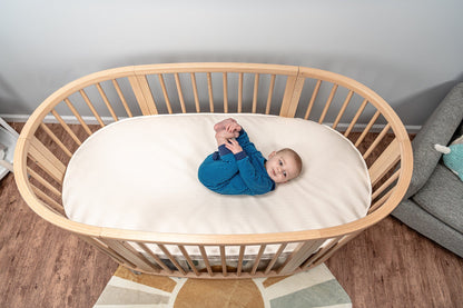 Naturepedic Organic Cotton Oval Crib Mattress with Breathable Cover for Stokke Sleepi V3 - MK46V3