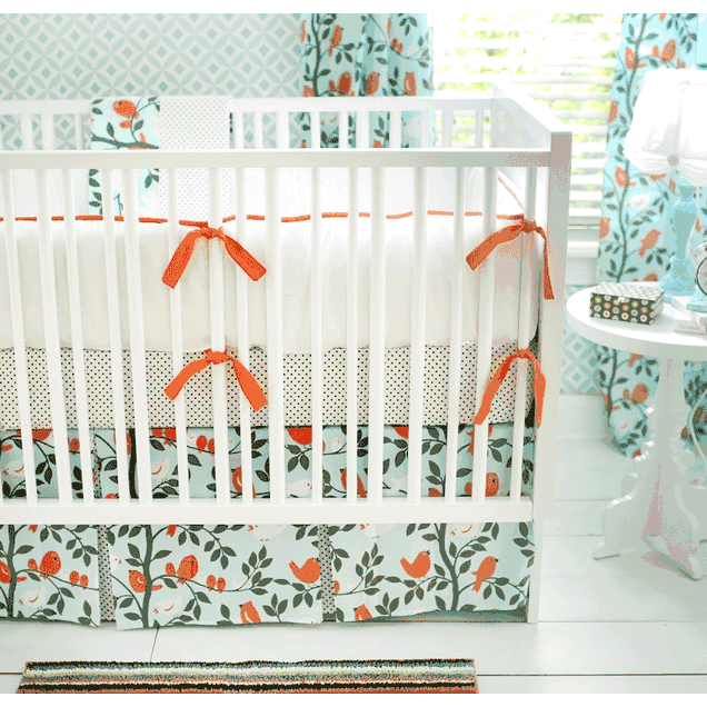 New Arrivals Feather Your Nest in Aqua 2 Piece Baby Crib Bedding Set