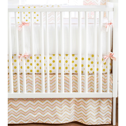 New Arrivals Gold Rush in Pink 4 Piece Crib Bedding Set - NA-GOLDP-4PC