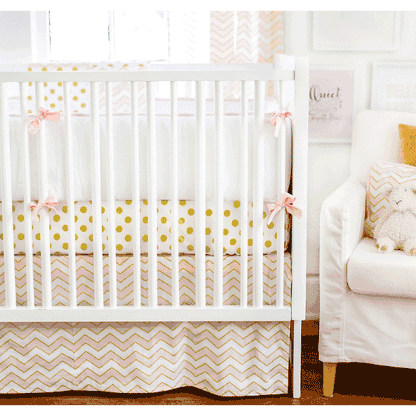 New Arrivals Gold Rush in Pink 4 Piece Crib Bedding Set - NA-GOLDP-4PC