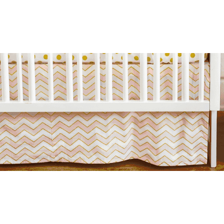 New Arrivals Gold Rush in Pink Crib Skirt