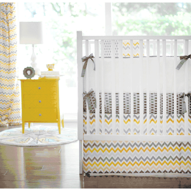 New Arrivals Mellow Yellow 4 Piece Crib Bedding Set