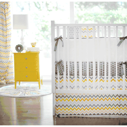New Arrivals Mellow Yellow 4 Piece Crib Bedding Set
