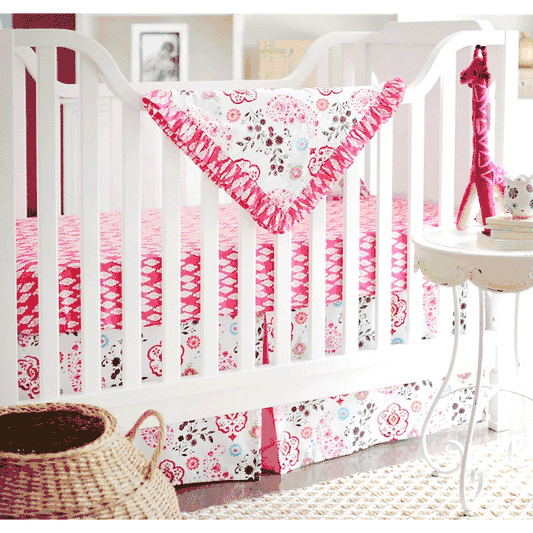 New Arrivals Penelope in Pink 4 Piece Baby Crib Bedding Set - NA-PENPK-4PC