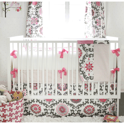 New Arrivals Ragamuffin Pink 3 Piece Baby Crib Bedding Set