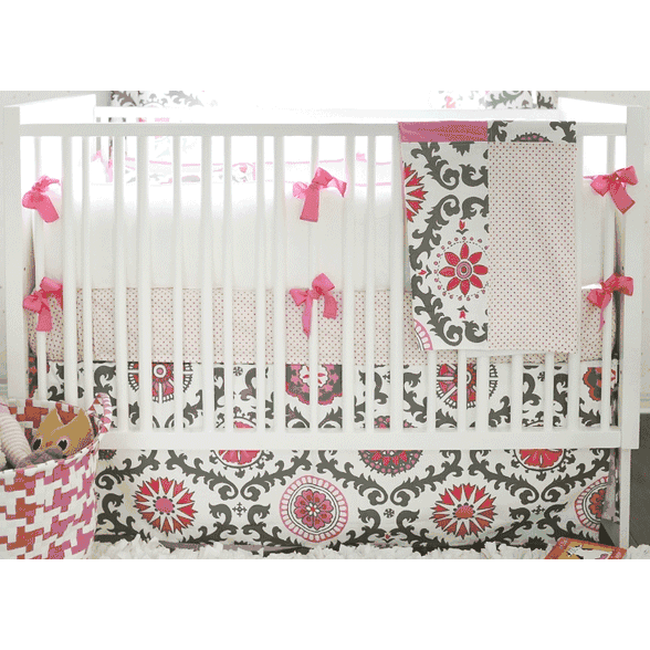 New Arrivals Ragamuffin Pink 4 Piece Baby Crib Bedding Set - NA-RAGPK-4PC