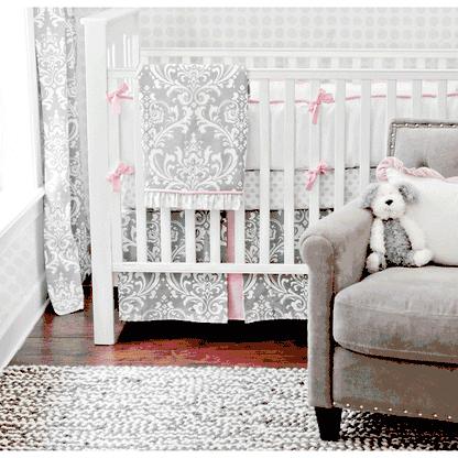 New Arrivals Stella Gray 2 Piece Baby Crib Bedding Set