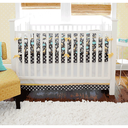 New Arrivals Urban Zoo in Grey 4 Piece Baby Crib Bedding Set - NA-ZOOGR-4PC