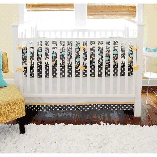 New Arrivals Urban Zoo in Grey 4 Piece Baby Crib Bedding Set - NA-ZOOGR-4PC