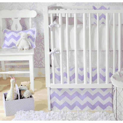 New Arrivals Zig Zag Lavender 2 Piece Baby Crib Bedding Set