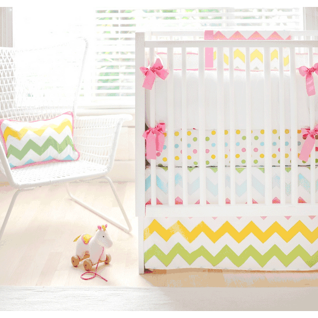 New Arrivals Zig Zag Rainbow 4 Piece Baby Crib Bedding Set - NA-ZZRAIN-4PC