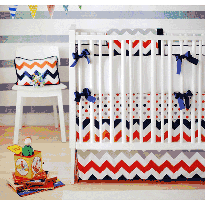 New Arrivals Zig Zag Rugby 3 Piece Baby Crib Bedding Set - NA-ZZRUG-3PC