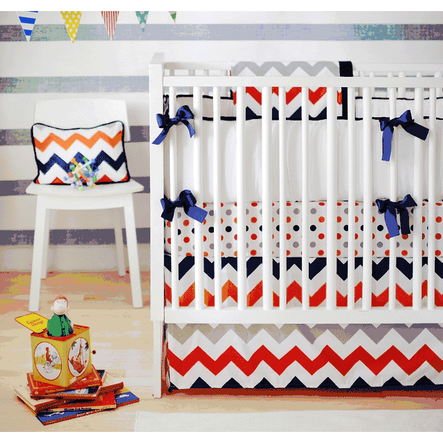 New Arrivals Zig Zag Rugby 4 Piece Baby Crib Bedding Set - NA-ZZRUG-4PC