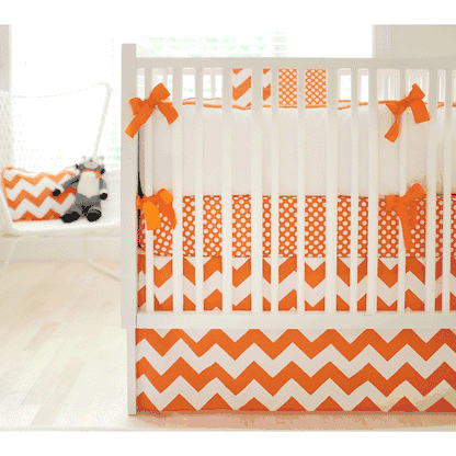 New Arrivals Zig Zag Tangerine 2 Piece Baby Crib Bedding Set