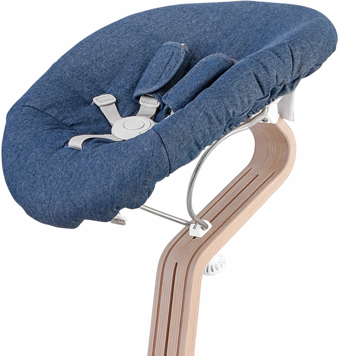 Nomi Baby Base 2.0 Bouncer - White with Denim  Cushion - 18-8511009