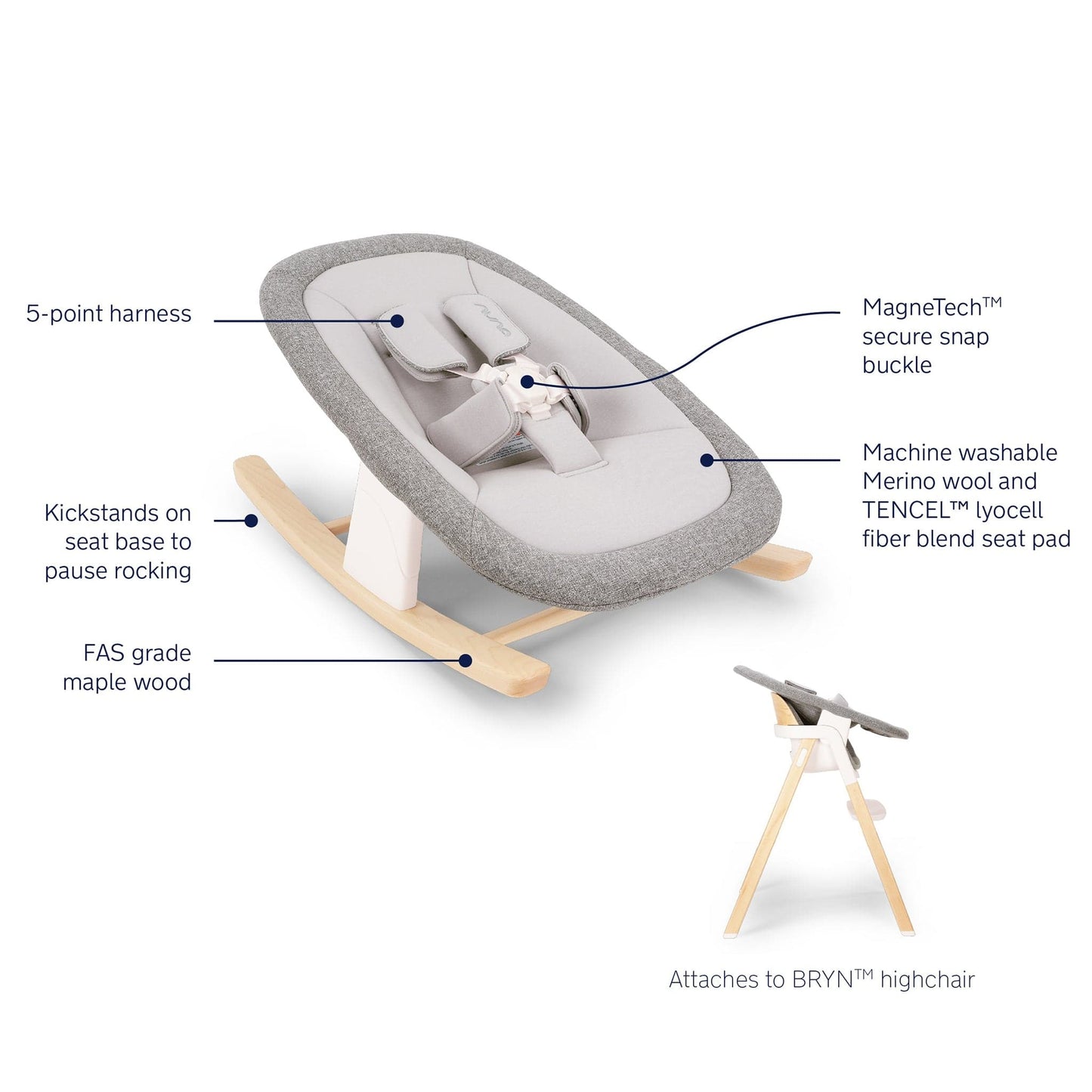 Nuna BRYN High Chair + Newborn Rocker Bundle - Heritage - HC17101HRI-RK17101HRI