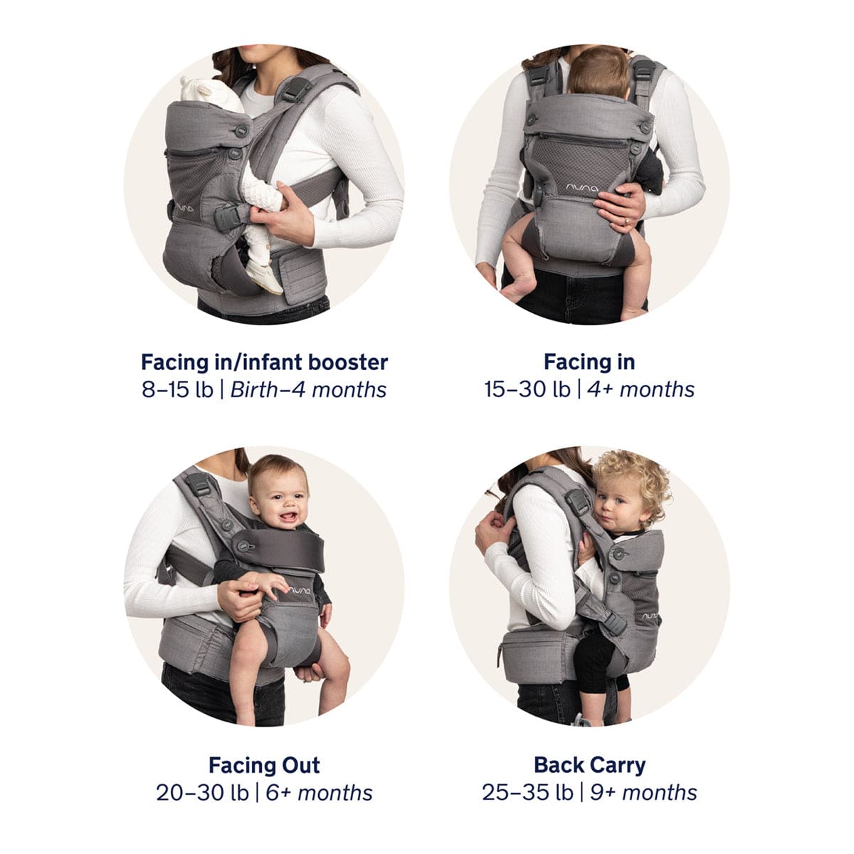 Nuna CUDL 4 in 1 Baby Carrier - Softened Thunder - BC13902STH