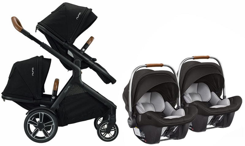 Nuna DEMI Grow + PIPA Lite LX Twin Travel System Bundle - Caviar/Caviar - TWIN-ST08110CVR-CF08501CVR