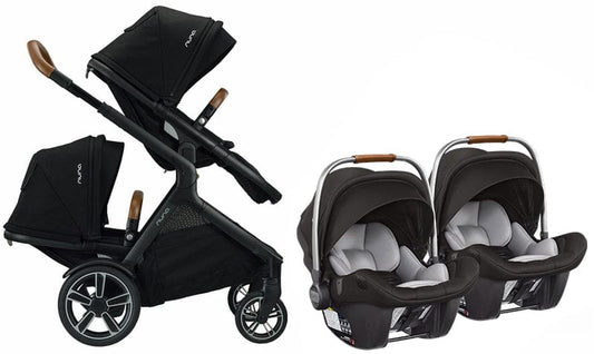 Nuna DEMI Grow + PIPA Lite LX Twin Travel System Bundle - Caviar/Caviar - TWIN-ST08110CVR-CF08501CVR