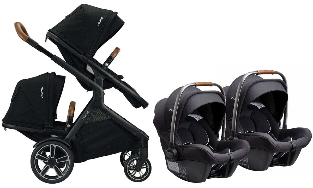 Nuna DEMI Grow + PIPA Lite R Twin Travel System Bundle - Caviar/Caviar - TWIN-ST08110CVR-CF08508600CVR
