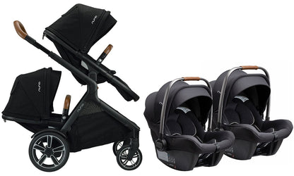 Nuna DEMI Grow + PIPA Lite R Twin Travel System Bundle - Caviar/Caviar - TWIN-ST08110CVR-CF08508600CVR