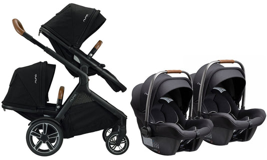 Nuna DEMI Grow + PIPA Lite R Twin Travel System Bundle - Caviar/Caviar - TWIN-ST08110CVR-CF08508600CVR