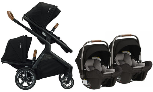 Nuna DEMI Grow + PIPA Lite Twin Travel System Bundle - Caviar/Caviar - TWIN-ST08110CVR-CF08500CVR