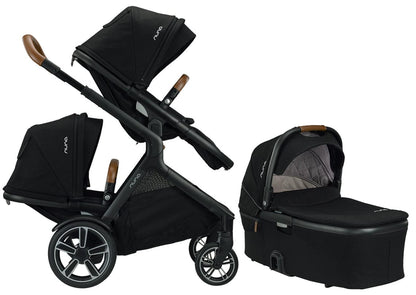 Nuna DEMI Grow Double Stroller + Bassinet Bundle - Caviar - DBL-ST08110CVR-CC09204CVR