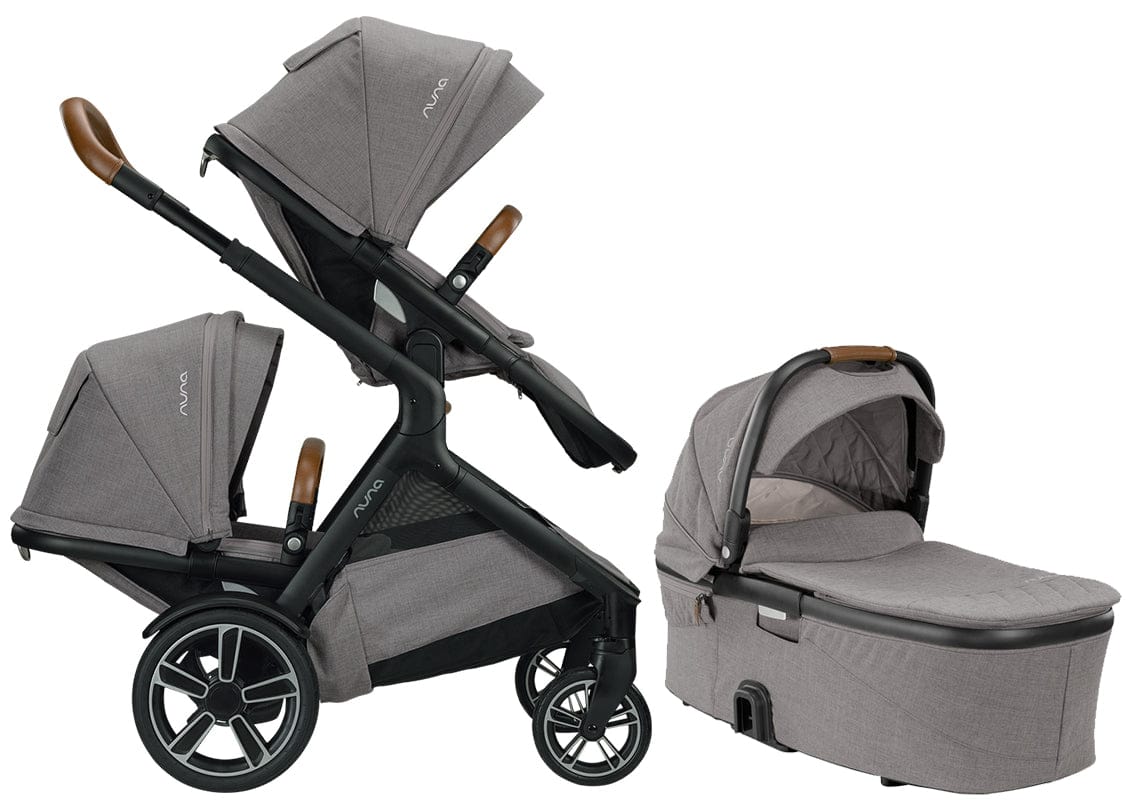 Nuna DEMI Grow Double Stroller + Bassinet Bundle - Frost