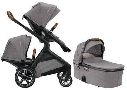 Nuna DEMI Grow Double Stroller + Bassinet Bundle - Frost