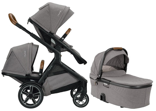 Nuna DEMI Grow Double Stroller + Bassinet Bundle - Frost - DBL-ST08110FRT-CC09204FRT