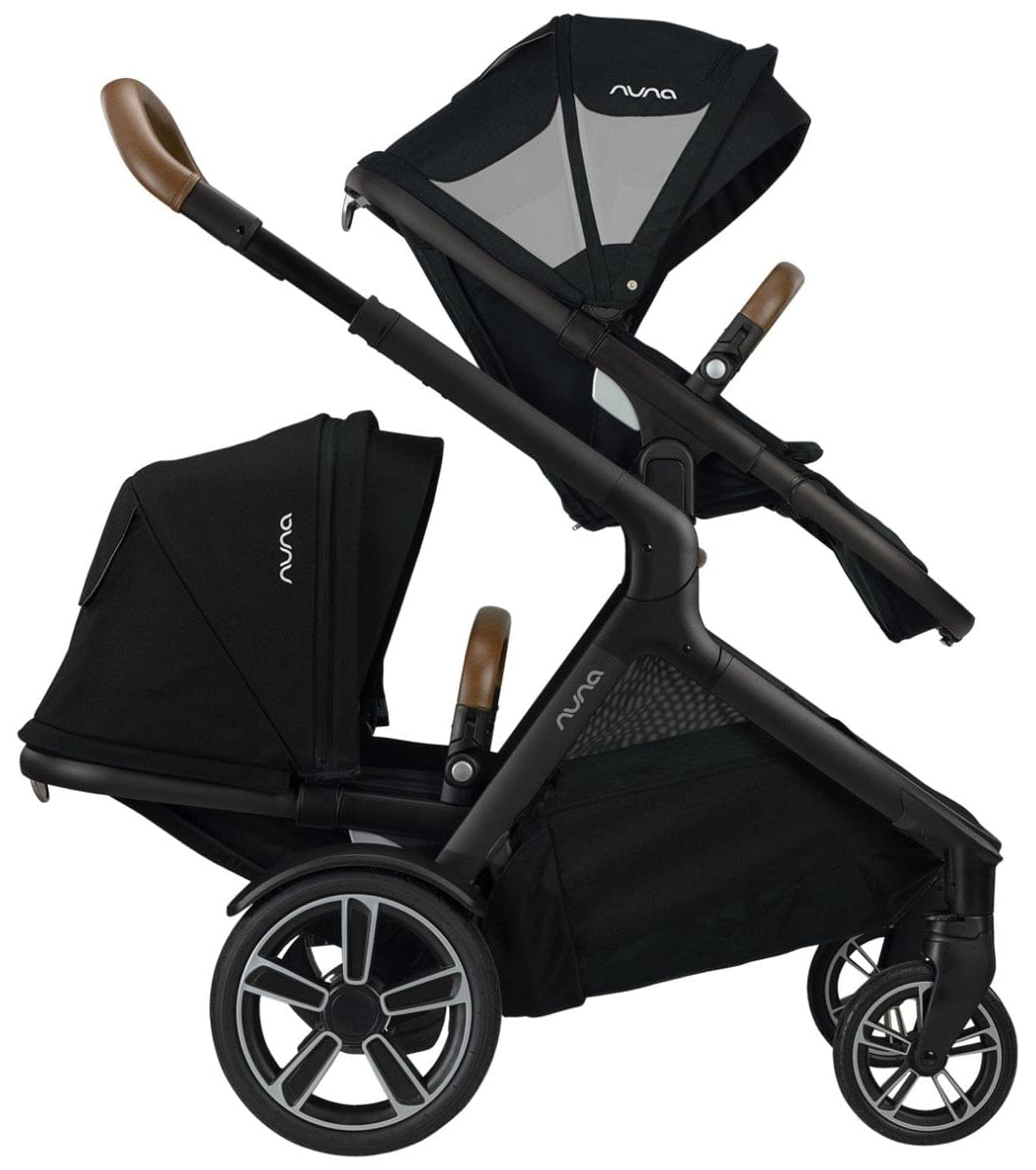 Nuna DEMI Grow Double Stroller with Aire Protect Canopy + Classic Canopy - Caviar - ST08120CVR-AC08116CVR