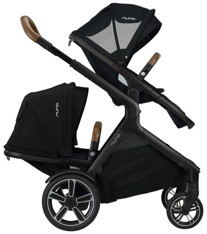 Nuna DEMI Grow Double Stroller with Aire Protect Canopy + Classic Canopy - Caviar