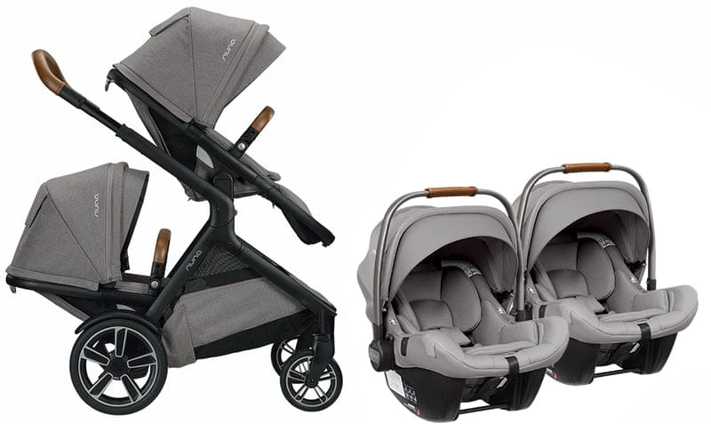 Nuna DEMI Grow + PIPA Lite LX Twin Travel System Bundle - Frost/Frost - TWIN-ST08110FRT-CF08501FRT