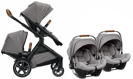 Nuna DEMI Grow + PIPA Lite LX Twin Travel System Bundle - Frost/Frost - TWIN-ST08110FRT-CF08501FRT