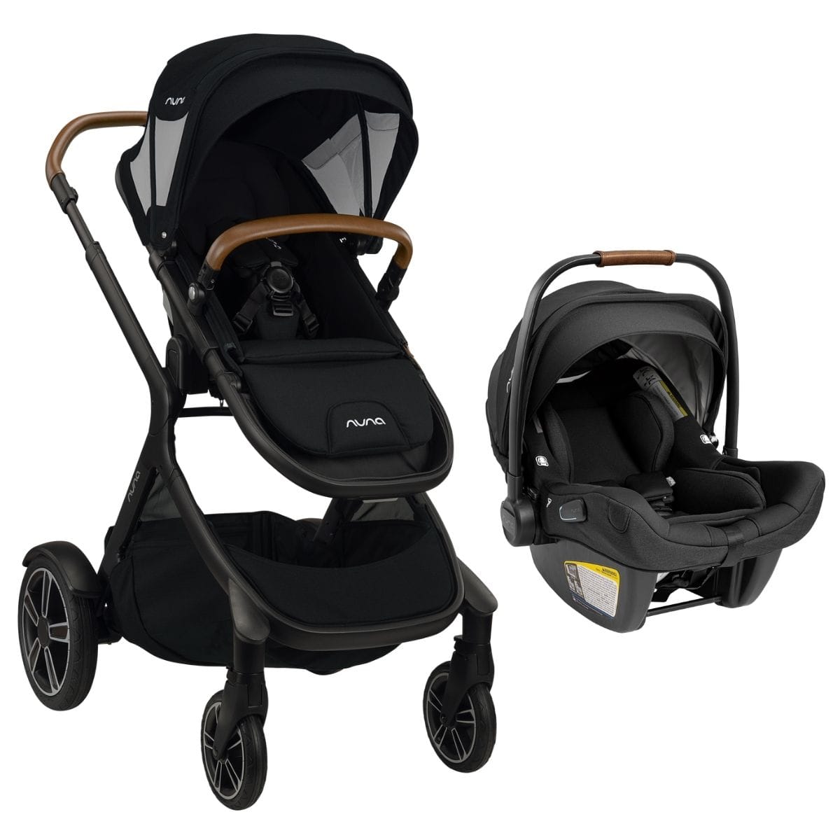 Nuna DEMI Grow + PIPA Lite RX Travel System with Aire Protect Canopy + Classic Canopy - Caviar - ST08120CVR-CF10208600CVR