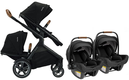 Nuna DEMI Grow + PIPA Lite RX Twin Travel System Bundle - Caviar/Caviar - TWIN-ST08110CVR-CF10208600CVR