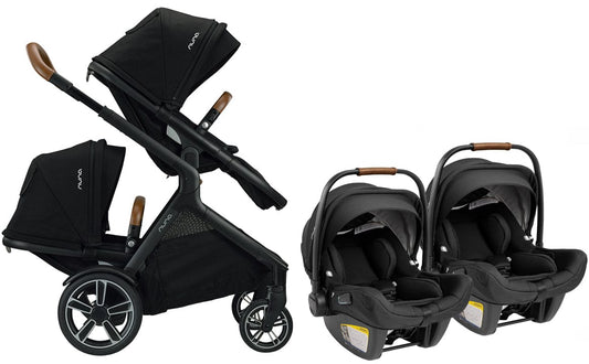 Nuna DEMI Grow + PIPA Lite RX Twin Travel System Bundle - Caviar/Caviar - TWIN-ST08110CVR-CF10208600CVR