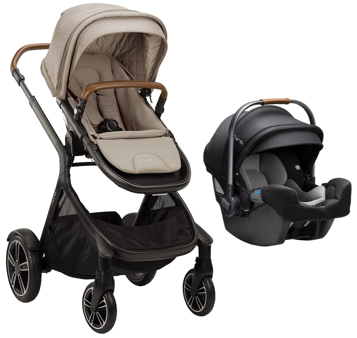 Nuna DEMI Grow + PIPA RX Travel System with Aire Protect Canopy + Classic Canopy - Hazelwood / Caviar - ST08122HAZ-CF12508600CVR