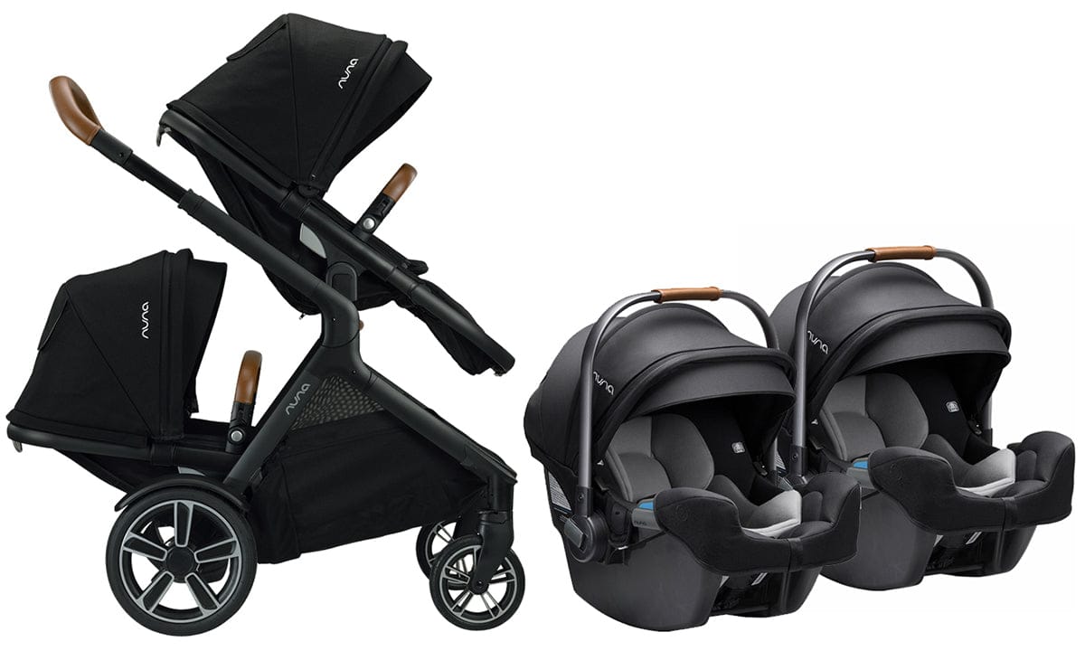 Nuna DEMI Grow + PIPA RX Twin Travel System Bundle - Caviar/Caviar - TWIN-ST08110CVR-CF12508600CVR