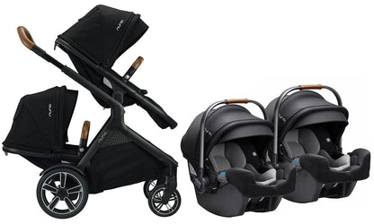 Nuna DEMI Grow + PIPA RX Twin Travel System Bundle - Caviar/Caviar - TWIN-ST08110CVR-CF12508600CVR