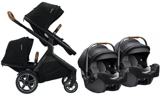 Nuna DEMI Grow + PIPA RX Twin Travel System Bundle - Caviar/Caviar - TWIN-ST08110CVR-CF12508600CVR