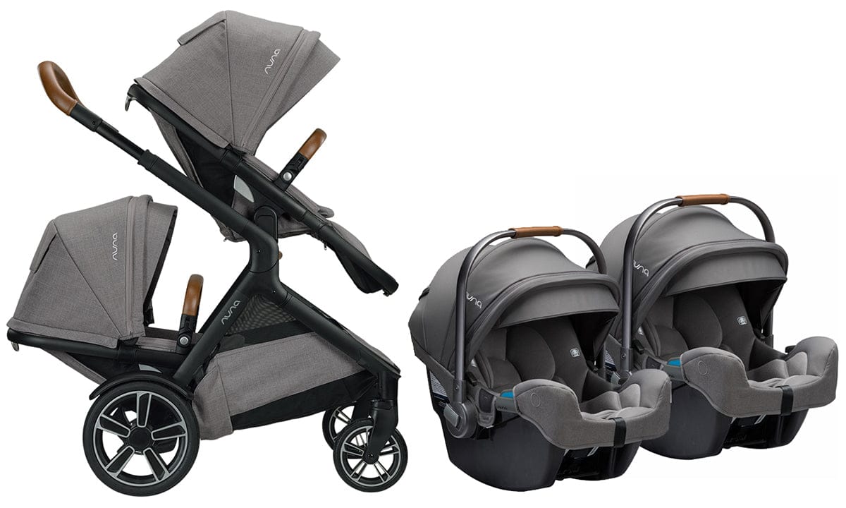 Nuna DEMI Grow + PIPA RX Twin Travel System Bundle - Frost/Granite - TWIN-ST08110FRT-CF12508600GRN