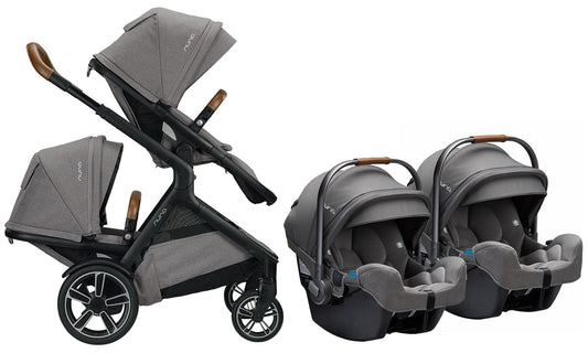 Nuna DEMI Grow + PIPA RX Twin Travel System Bundle - Frost/Granite - TWIN-ST08110FRT-CF12508600GRN