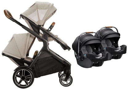 Nuna DEMI Grow + PIPA RX Twin Travel System with Aire Protect Canopy + Classic Canopy - Hazelwood / Caviar - TWIN-ST08122HAZ-CF12508600CVR
