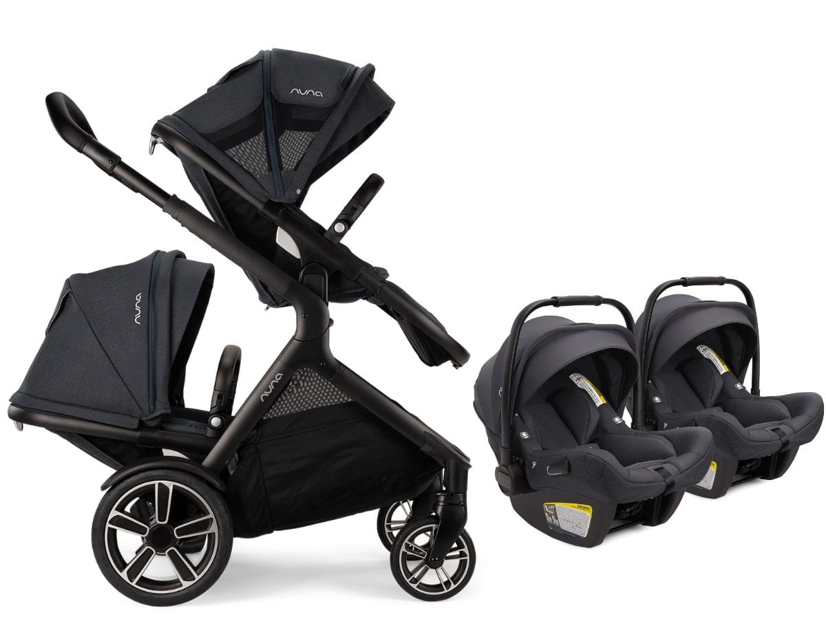 Nuna DEMI Grow + PIPA RX Twin Travel System with Aire Protect Canopy + Classic Canopy - Ocean - TWIN-ST08120OCN-CF10208600OCN