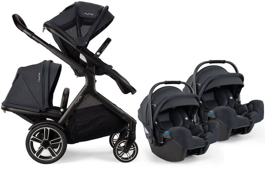 Nuna DEMI Grow + PIPA RX Twin Travel System with Aire Protect Canopy + Classic Canopy - Ocean - TWIN-ST08120OCN-CF12508601OCN