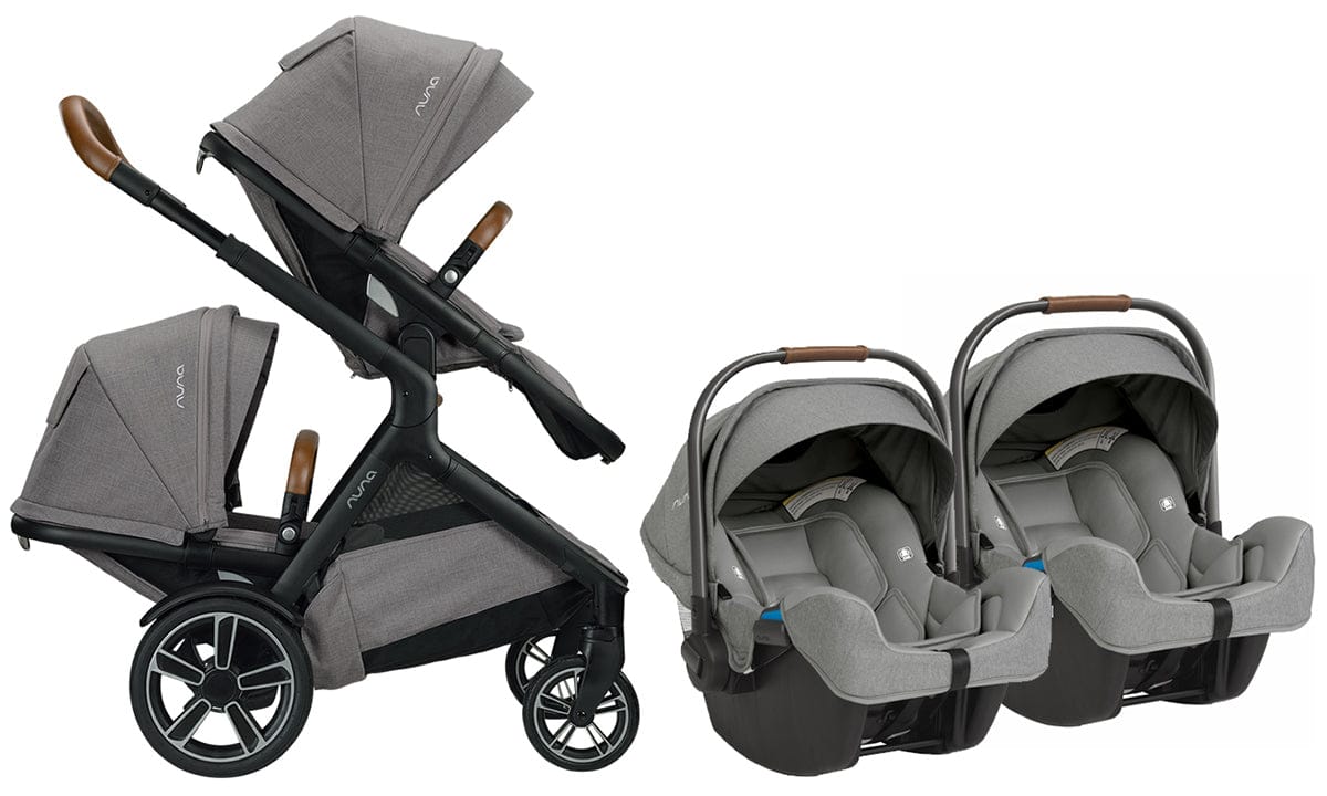 Nuna DEMI Grow + PIPA Twin Travel System Bundle - Frost/Frost - TWIN-ST08110FRT-CF03501FRT
